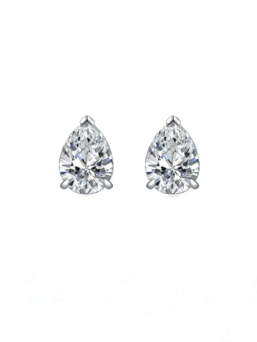 White [E 0207] 925 Sterling Silver High Carbon Diamond Water Drop Luxury Stud Earring
